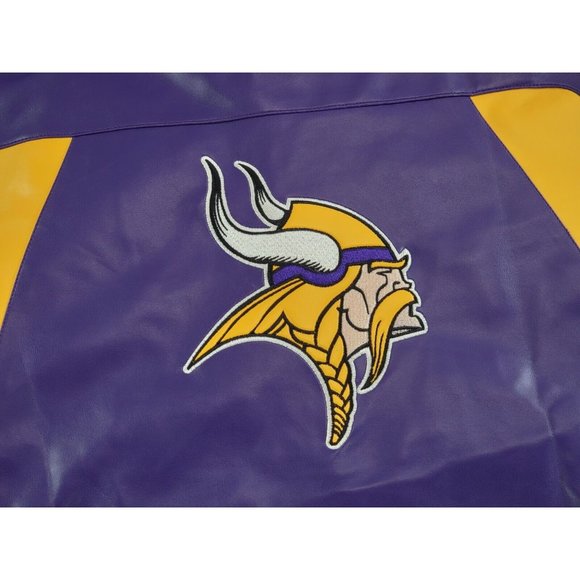 Minnesota Vikings Faux Leather Varsity Jacket Coat Official 2008 NFL Sz L EUC - Picture 6 of 11